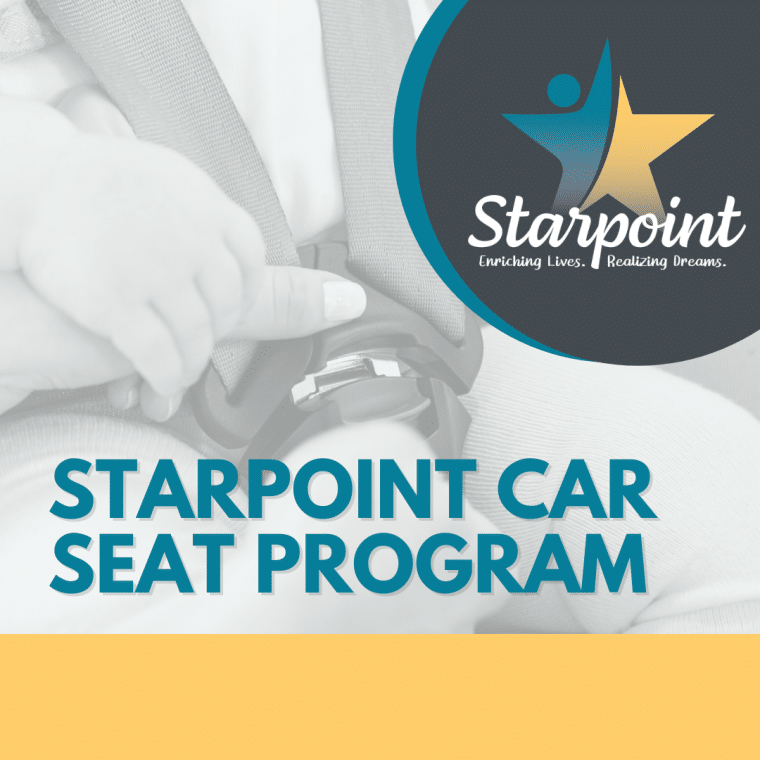 Image of woman buckling a Childs car seat